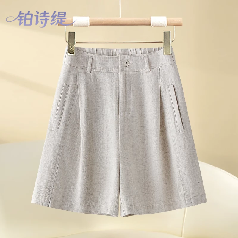 高腰亚麻短裤女夏季薄款今年流行爆款热裤巨好看外穿凉凉裤阔腿裤