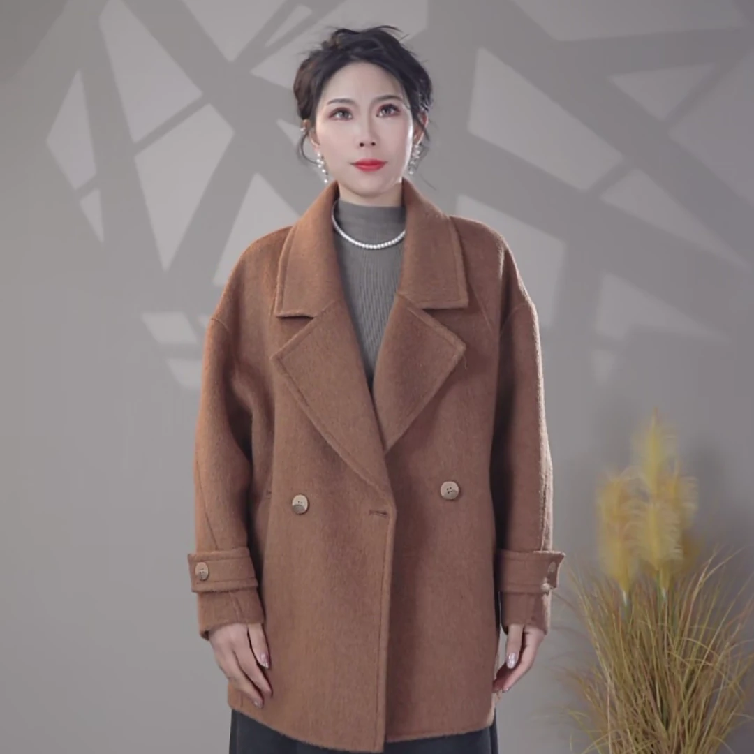 【牦牛绒大衣】88009-2025新款秋冬双面牦牛绒大衣外套冬季加厚长款