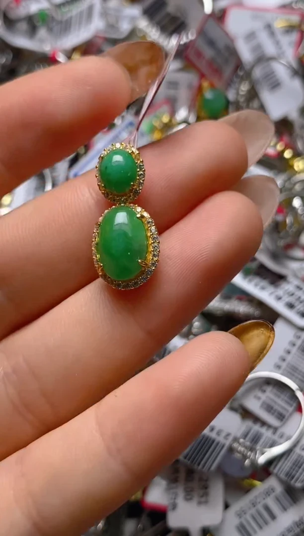 银S925镶嵌戒指翡翠百内无证书