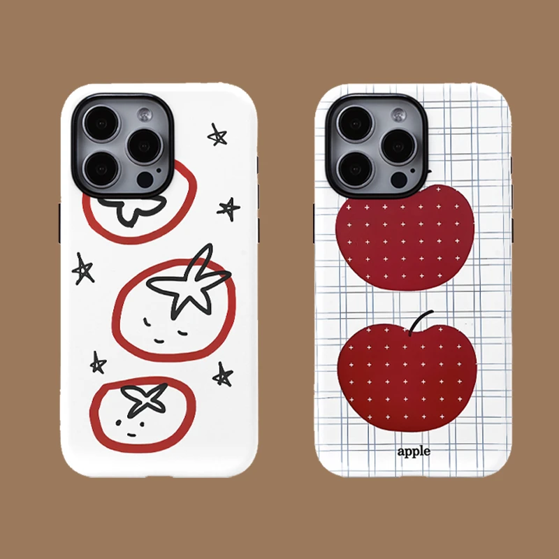 OU小众番茄红苹果适用苹果16promax防摔手机壳15新款华为二合一女