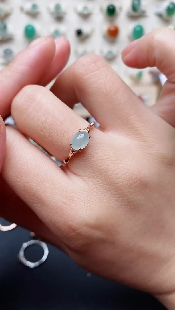 【闪购商品】翡翠戒指银S925镶嵌天然翡翠111  2+