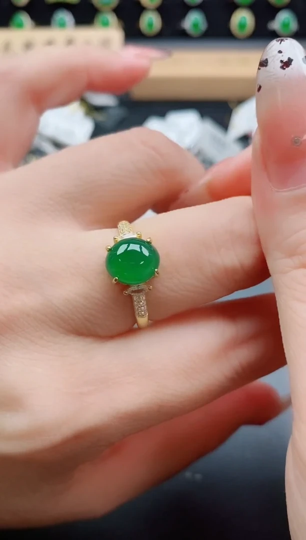 银S925镶嵌戒指翡翠1