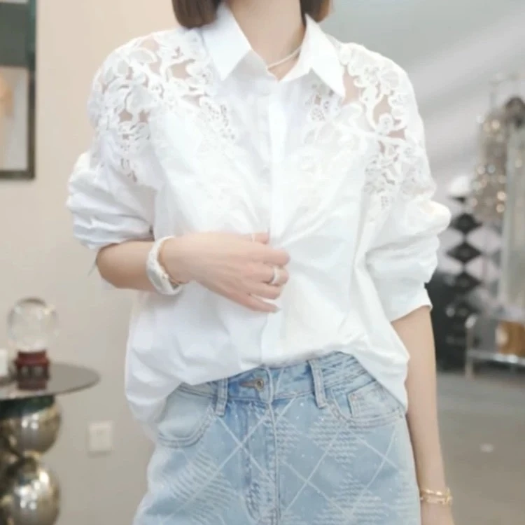 【白天鹅】2025早春新款时尚休闲设计感气质轻奢宽松显瘦百搭衬衣