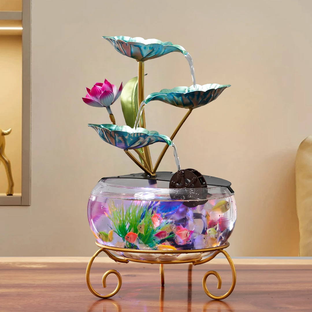 家居喷泉鱼缸加湿器流水摆件适用于客厅办公室桌面循环水招财进宝