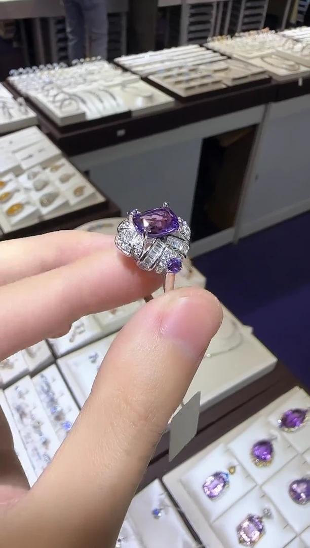 【闪购商品】紫晶戒指银S925镶嵌设计款