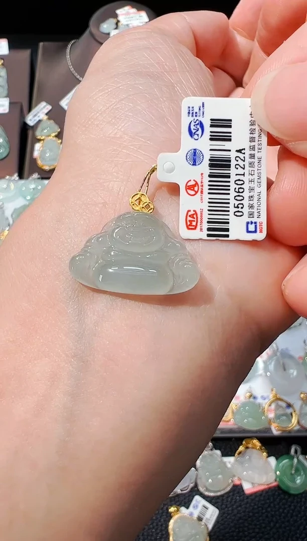 翡翠18K金镶嵌吊坠(不含链)佛公吊坠122A