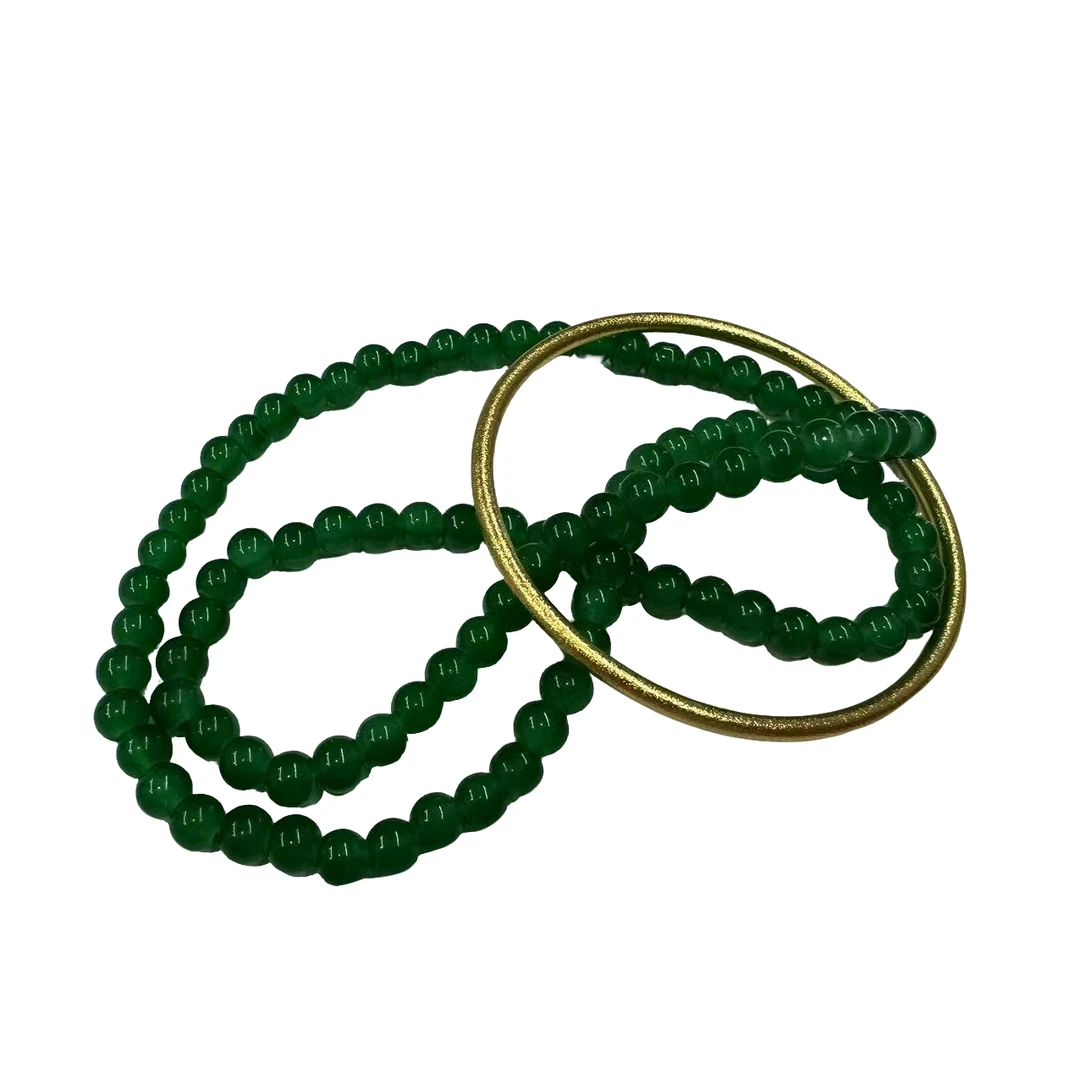 足金黄金细圆条手镯玛瑙时尚款J36