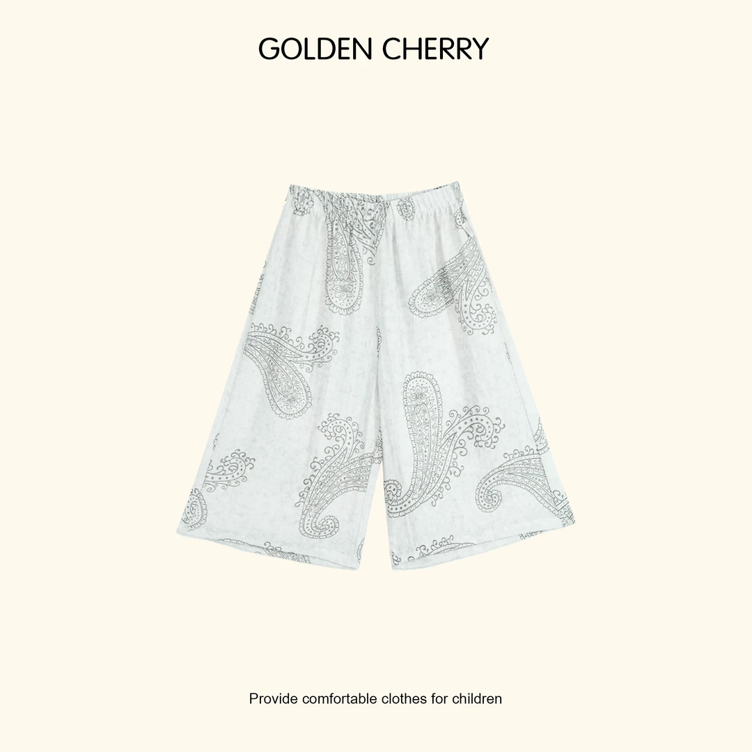 【金樱桃Golden cherry】小童树叶刺绣休闲短裤QDD666