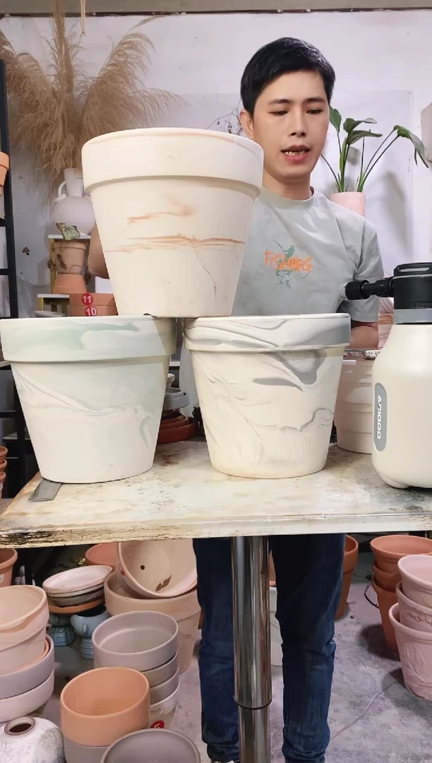 23*21陶盆3色组合 3盆无托