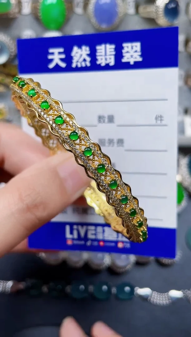 银S925镶嵌手镯翡翠103