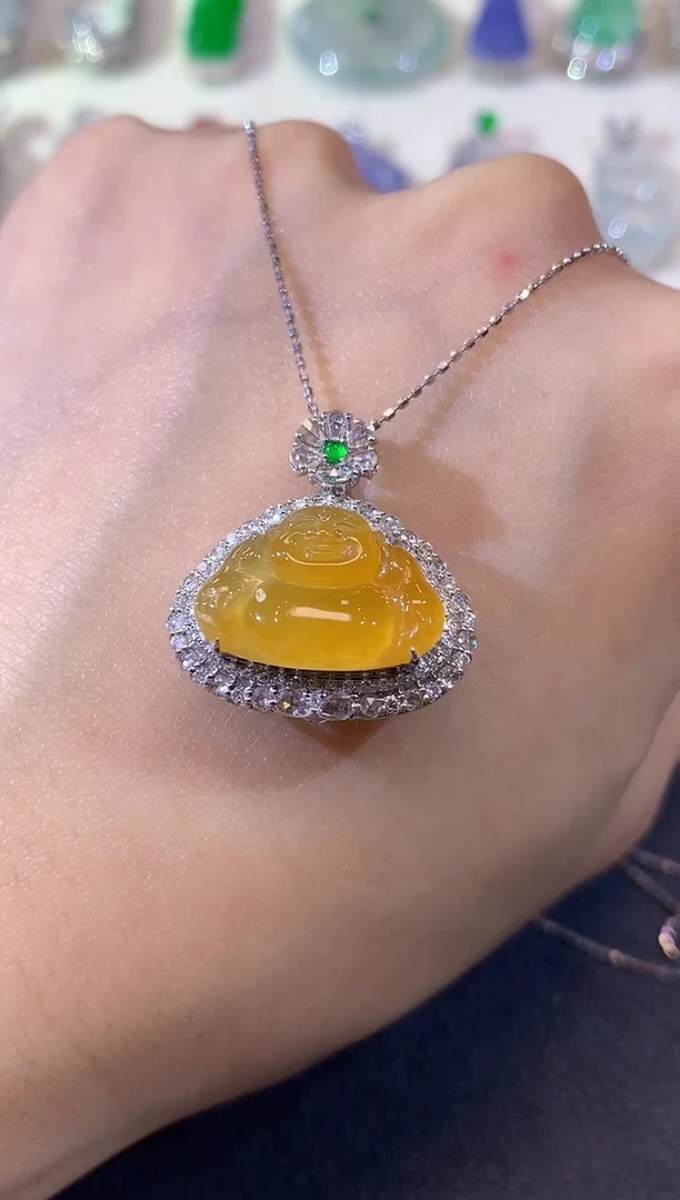 吊坠(不含链)18K金镶嵌翡翠S22 多样性发货一件