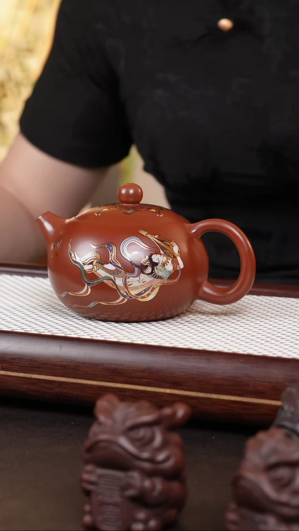 茶壶紫砂珐琅彩西施