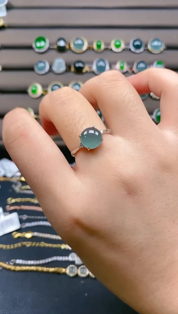 翡翠戒指银S925镶嵌1212