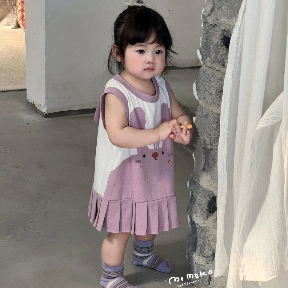 【丸纸】2025夏软萌兔耳朵百褶背心裙WZ25076