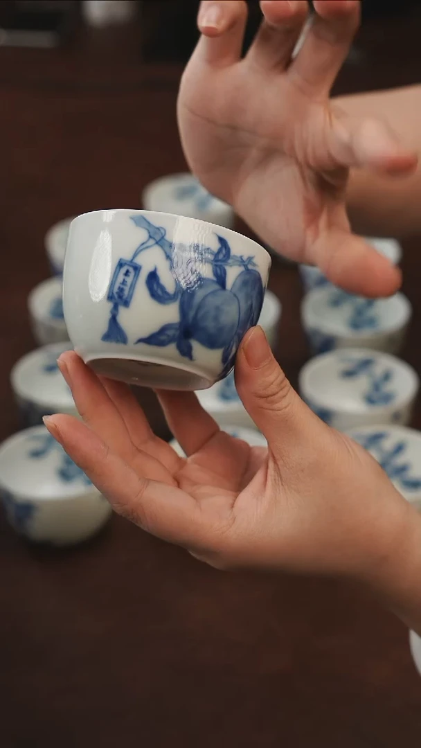景德镇瓷器，青花瓷手绘茶具~
