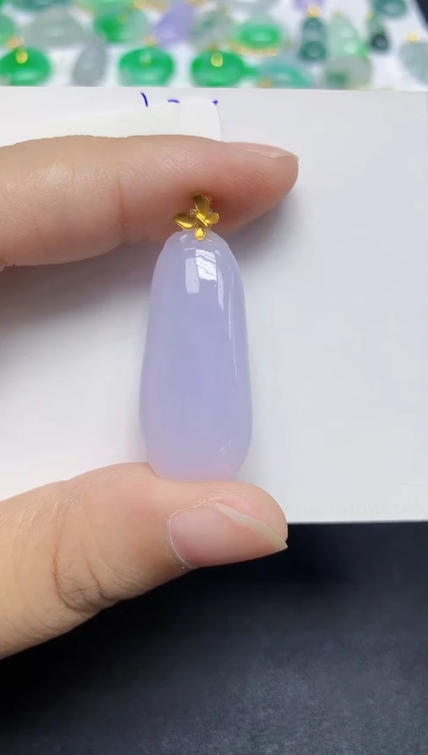 颈饰18K金镶嵌翡翠天然缅甸翡翠A货翡翠百元以上9元证书费自理