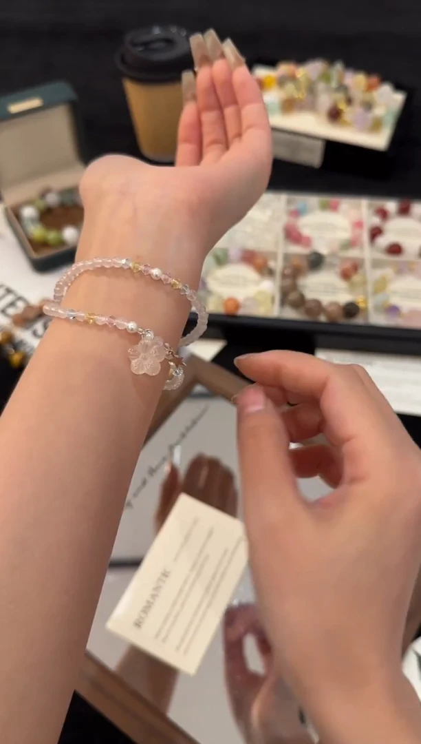 合金手链水晶粉水晶双圈x2312