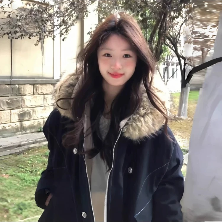 冬季座山雕美式羽绒棉服外套夹棉水洗男女大毛领连帽中长款棉衣厚