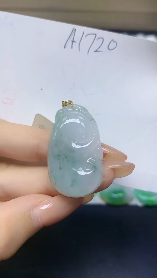 颈饰18K金镶嵌翡翠天然缅甸A货翡翠百元以上9元证书费自理