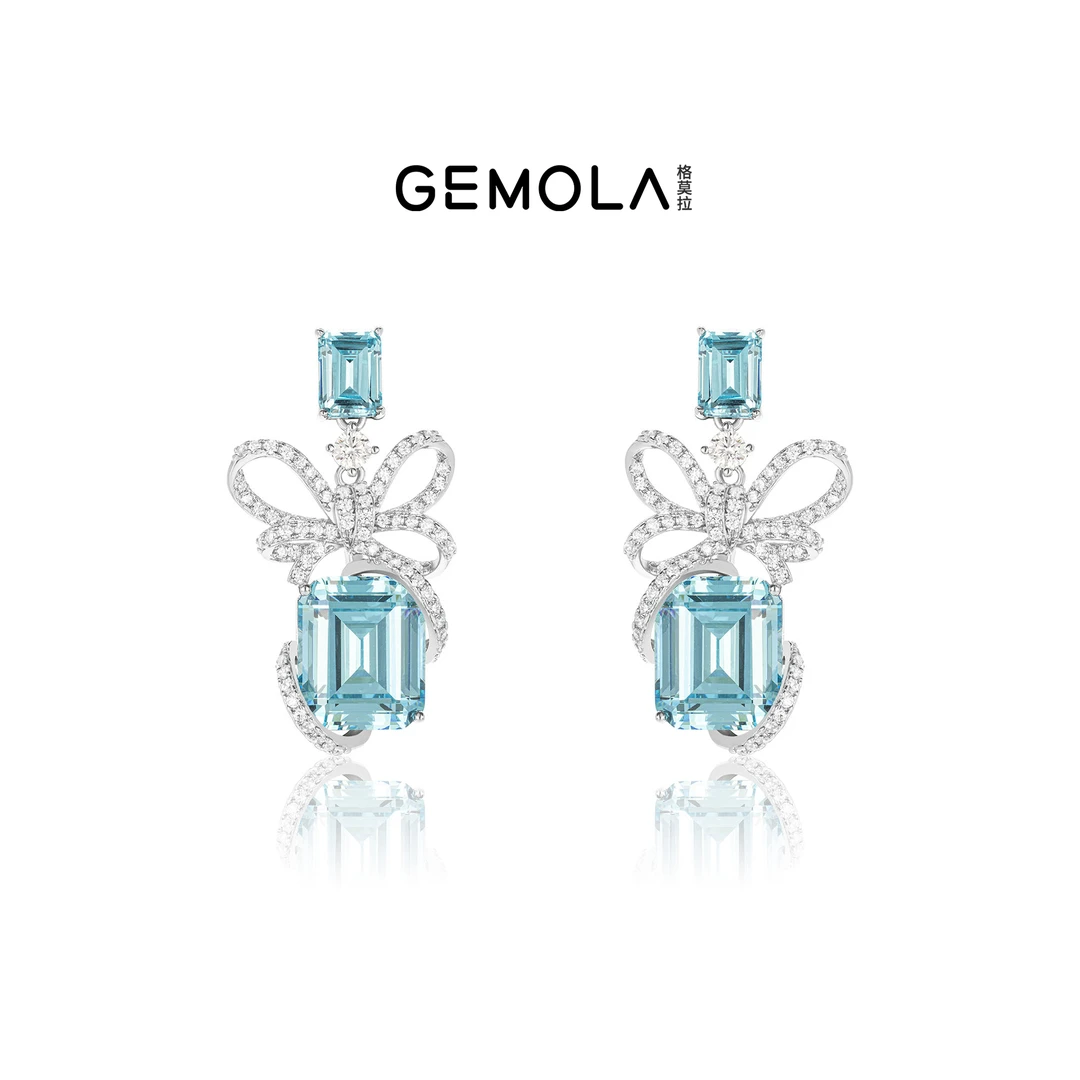 GEMOLA/格莫拉 925银合成锆石耳饰 叛逆千金风蝴蝶结耳环10435EPL