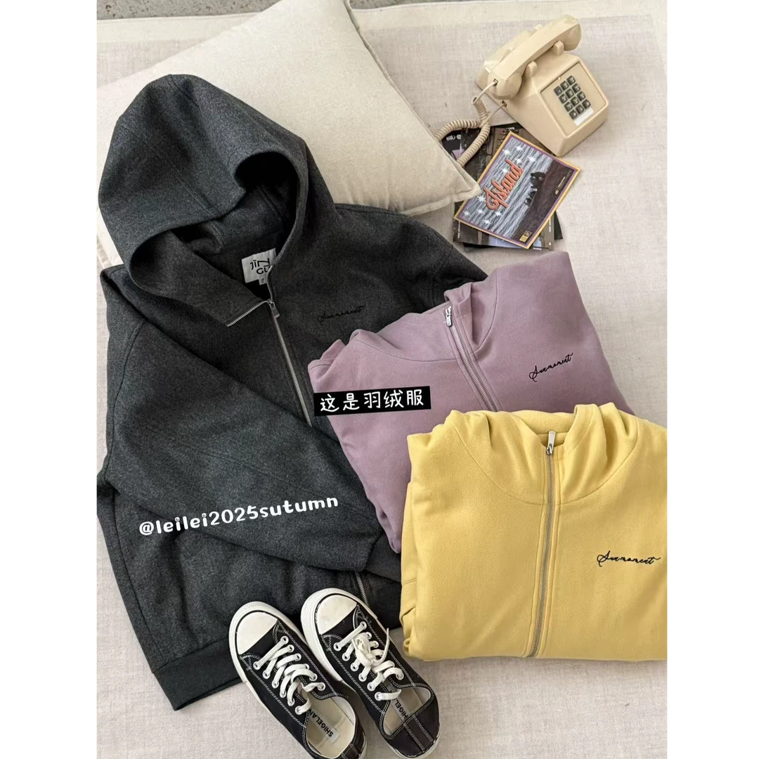 晶咕【轻量随行】宽松连帽内里充绒卫衣外套百搭休闲