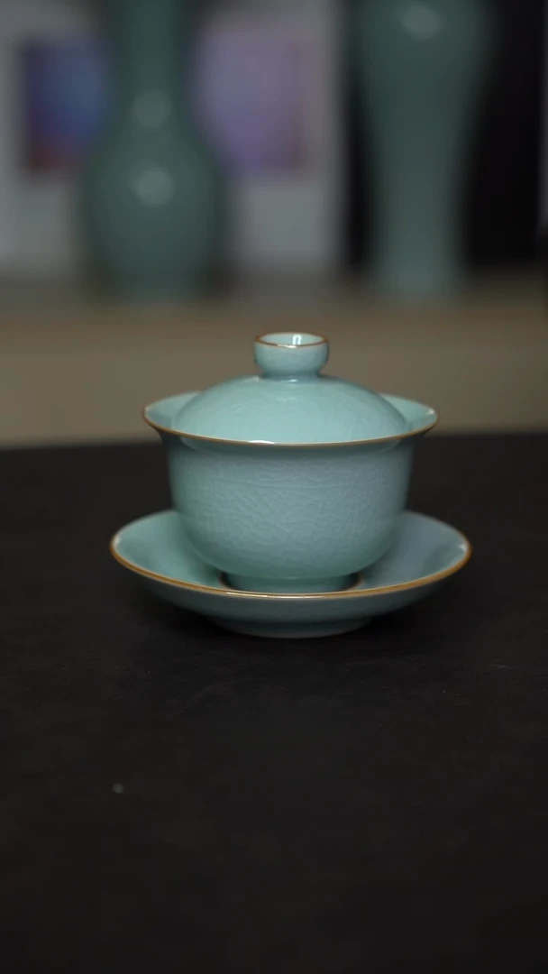 杯子瓷粉青元宝盖碗