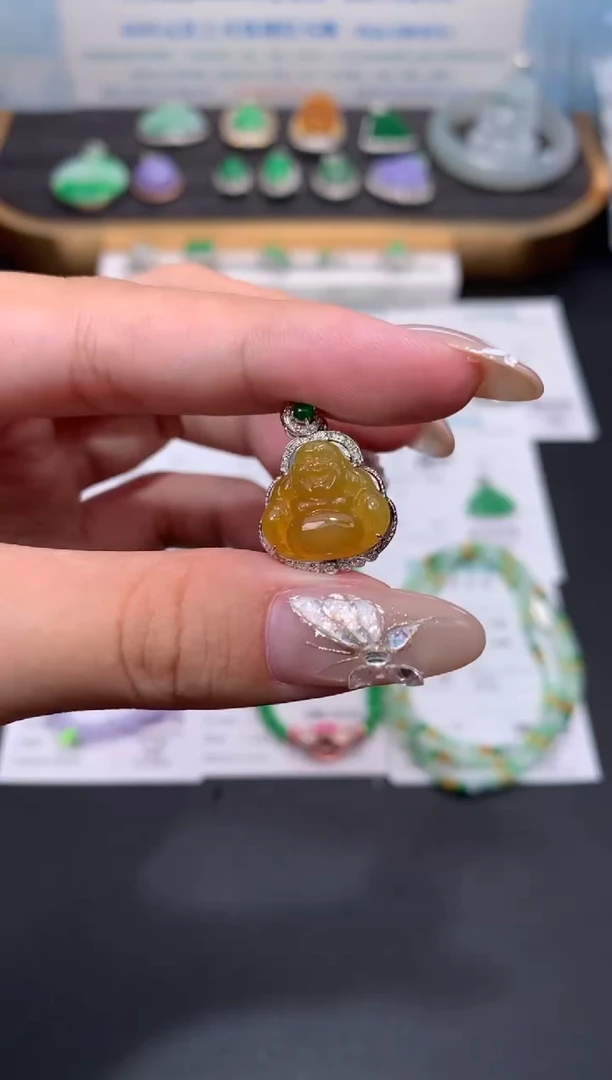 翡翠18K金镶嵌颈饰模式推广期48小时鉴赏期