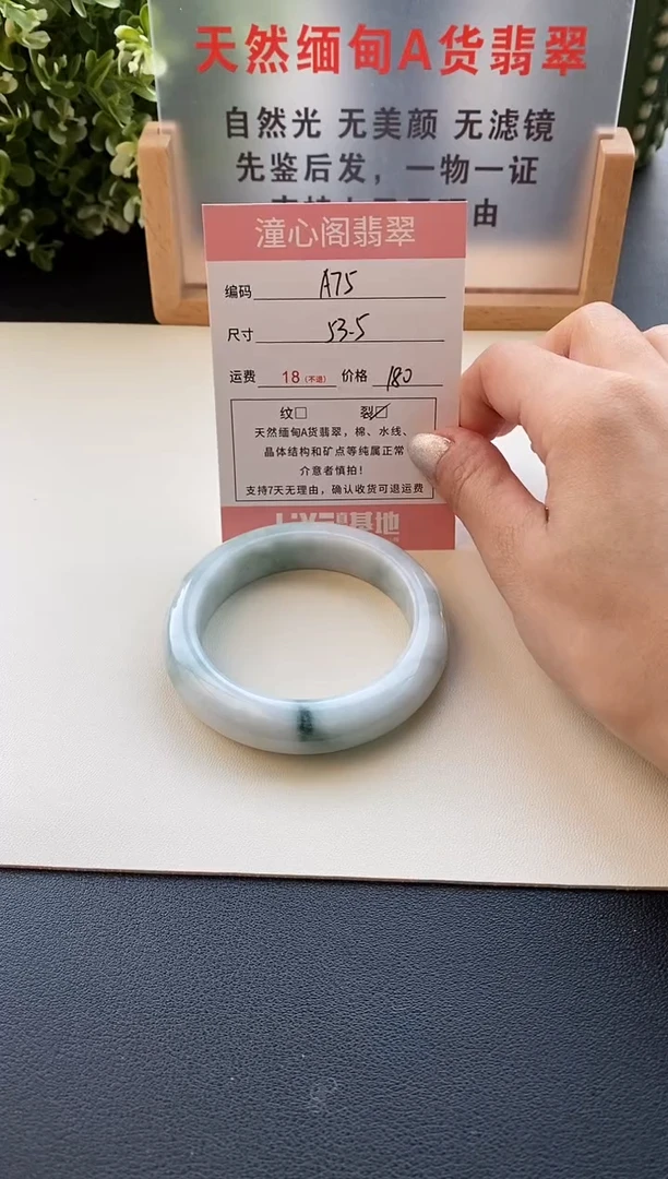 未镶嵌手镯翡翠圈口53.8编码A75