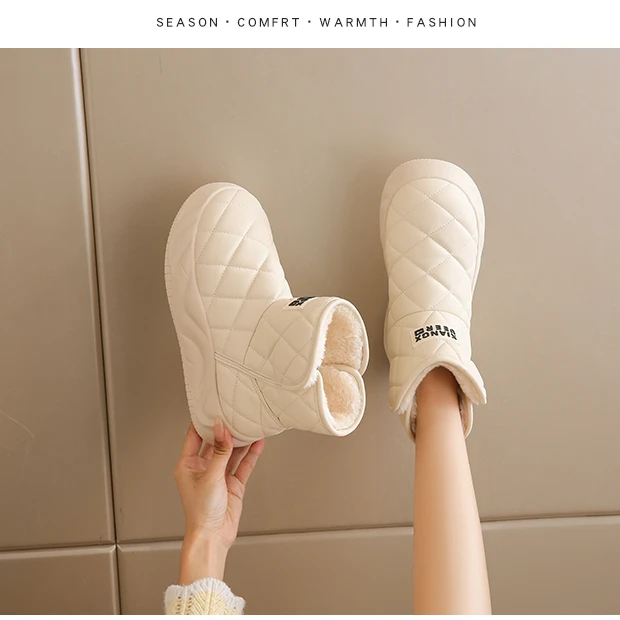 2025冬季新款加绒厚底增高踩屎感雪地靴女外穿云感泡芙菠萝靴女H