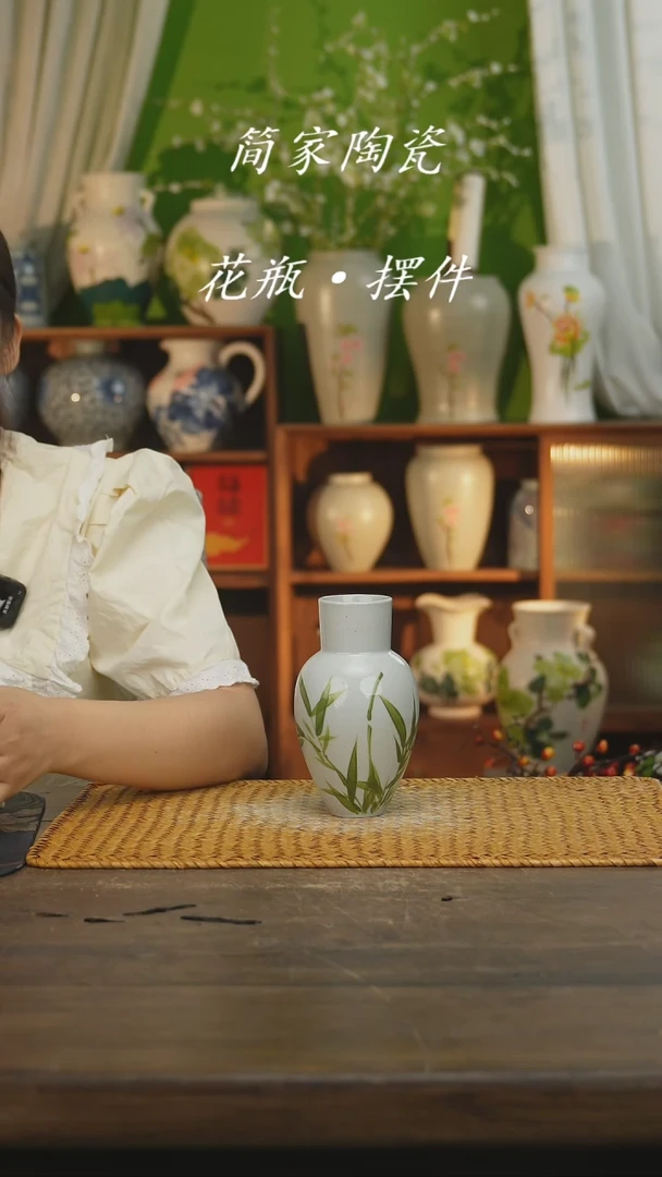 瓷片景德镇纯手工手绘花器摆件
