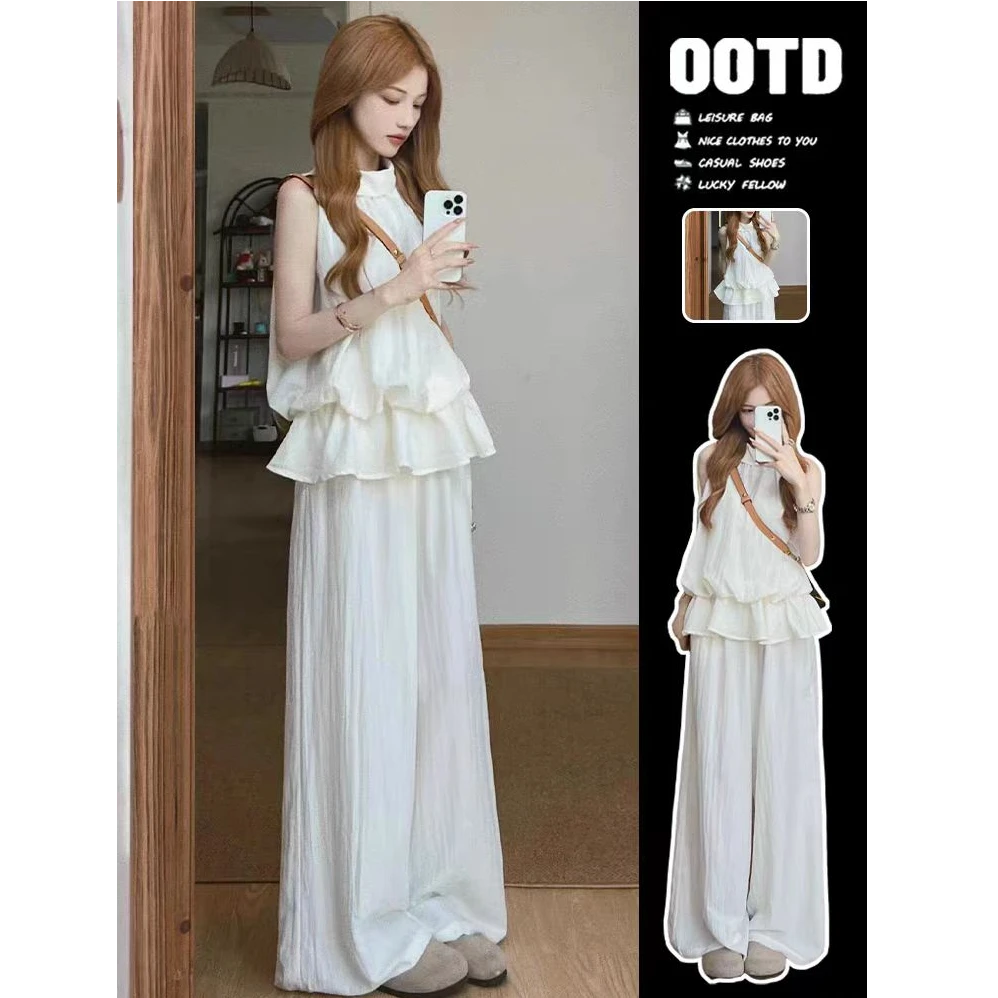 洋气时尚气质女装夏装套装2025新款爆款夏季时髦衣服阔腿裤两件套