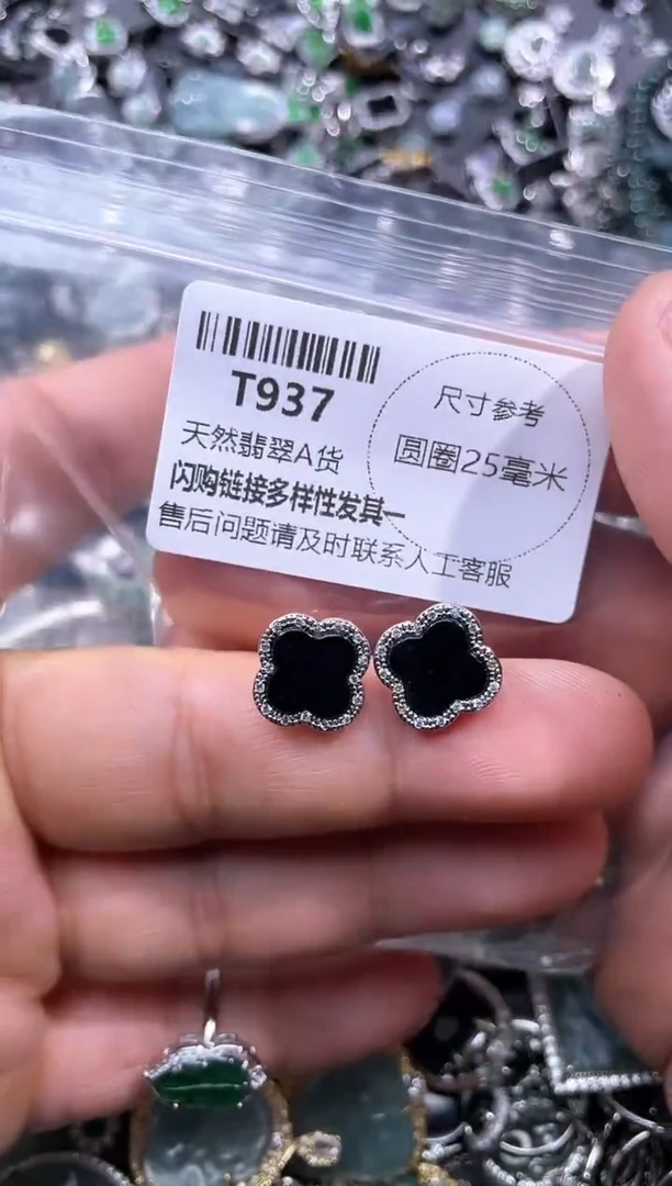 【闪购商品】翡翠颈饰未镶嵌T937耳钉