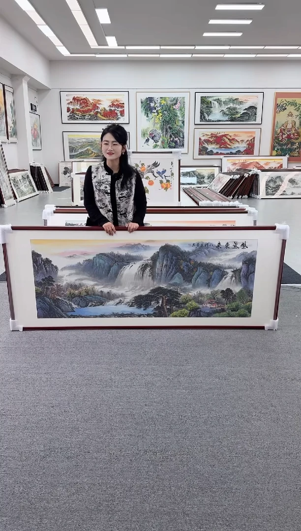 国画手绘  紫气东来  219*88