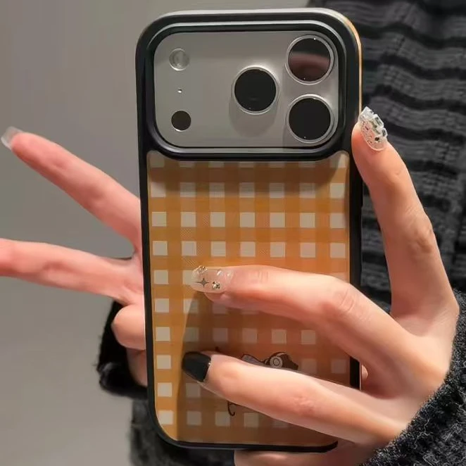 向日壳格纹腊肠狗适用苹果15Pro手机壳13/XSMax/xr/12女16/14p
