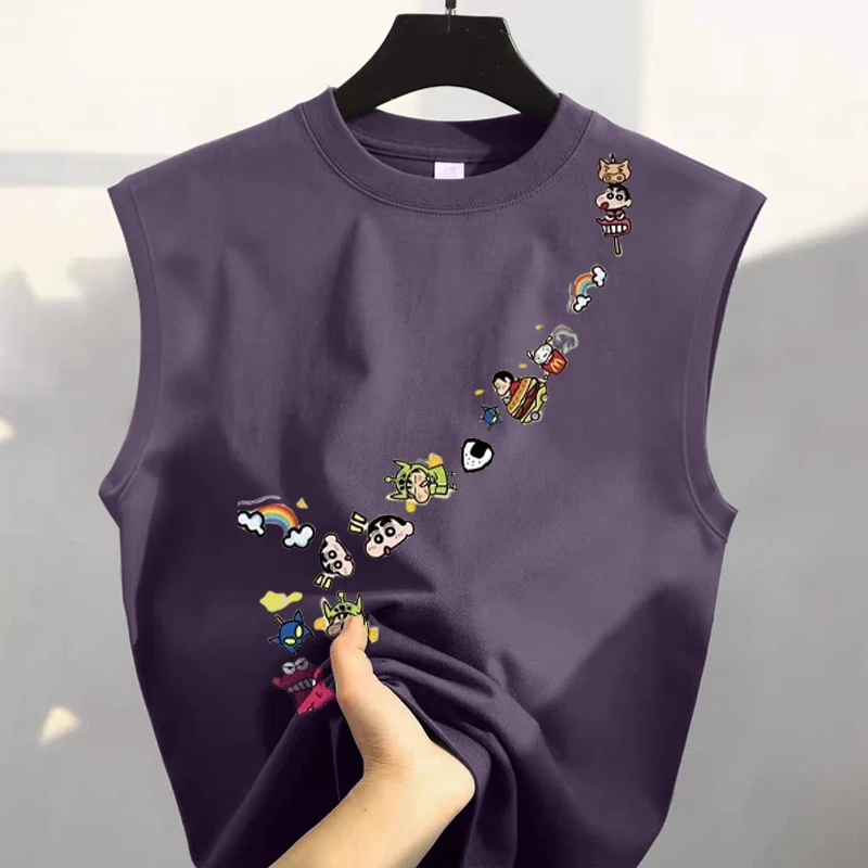 奥特莱斯~外贸清仓100%纯棉坎肩背心男女夏季圆领宽松无袖上衣潮