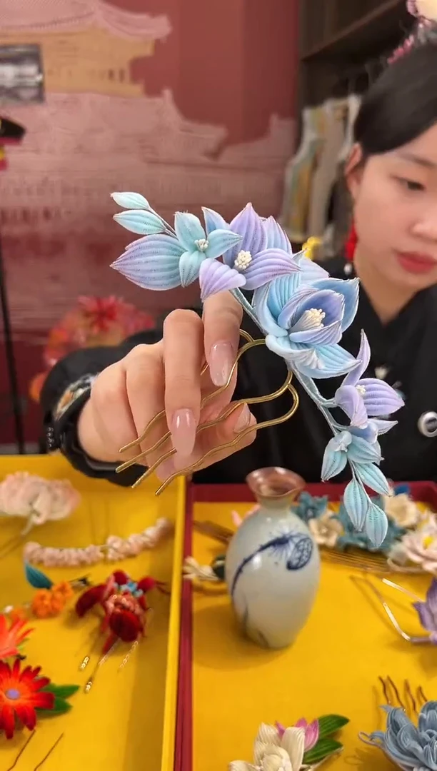 【闪购商品】刺绣非遗绒花（发饰）