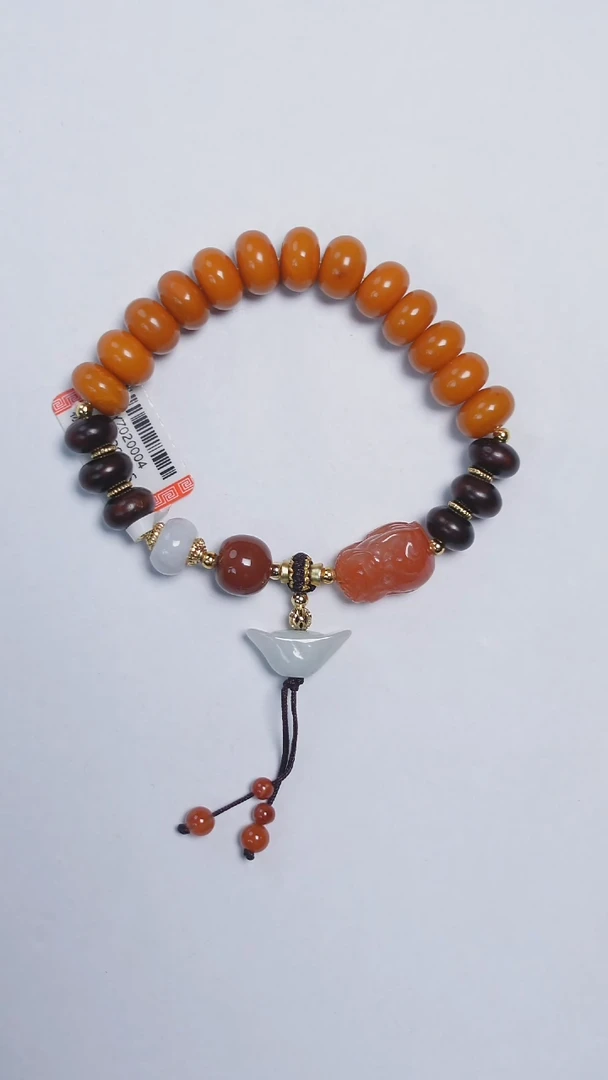 未镶嵌琥珀手链老蜡鼓珠盐源玛瑙手串10mm