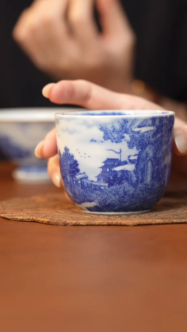 杯九本造物青花烟岚秋晓大罗汉