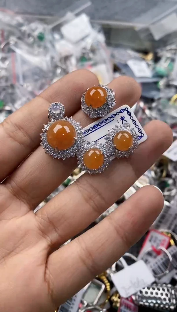 银S925镶嵌戒指翡翠444      4