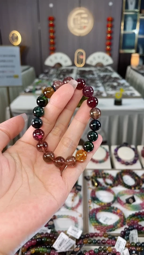 老矿碧玺色标彩虹单圈手串10mm+未镶嵌碧玺（多样性发一条）hon