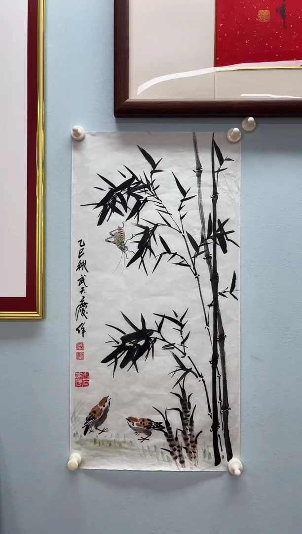 国画武天庆老师竹报平安