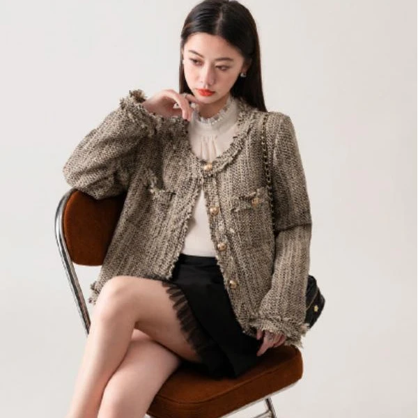 H102 圆领开衫小香风开衫