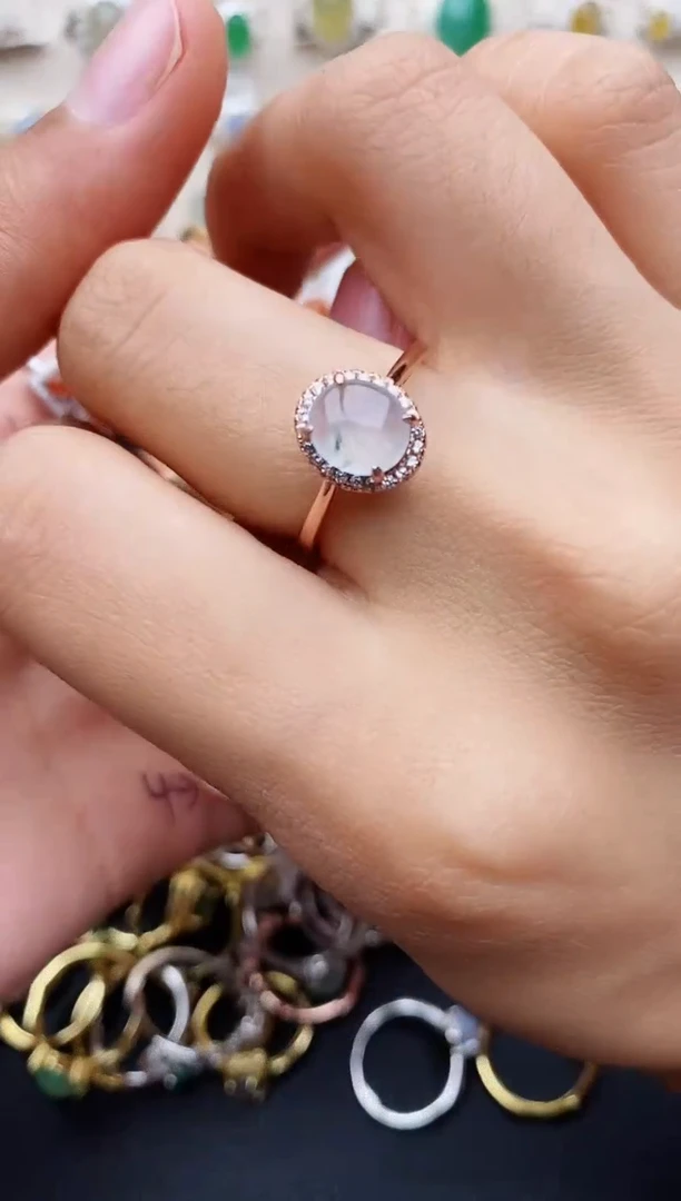 【闪购商品】翡翠戒指银S925镶嵌缅甸翡翠