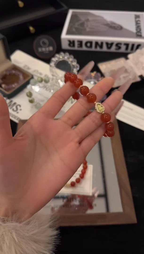 合金手链水晶红玛瑙x3628