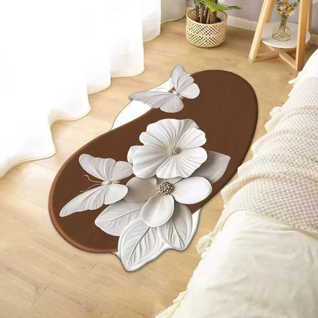 花香引蝶入户门水晶绒地垫家用防滑多场景地垫