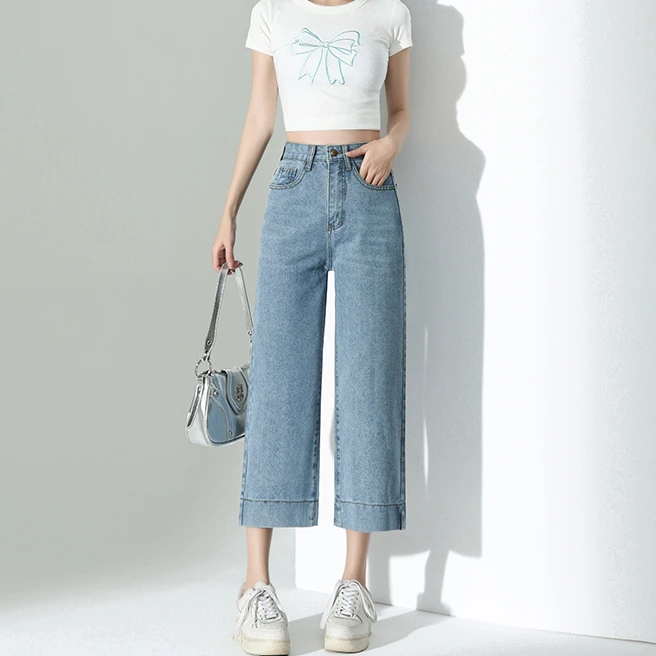 中直筒牛仔裤女2025年夏季新款高腰显瘦小个子八分宽松中筒裤子