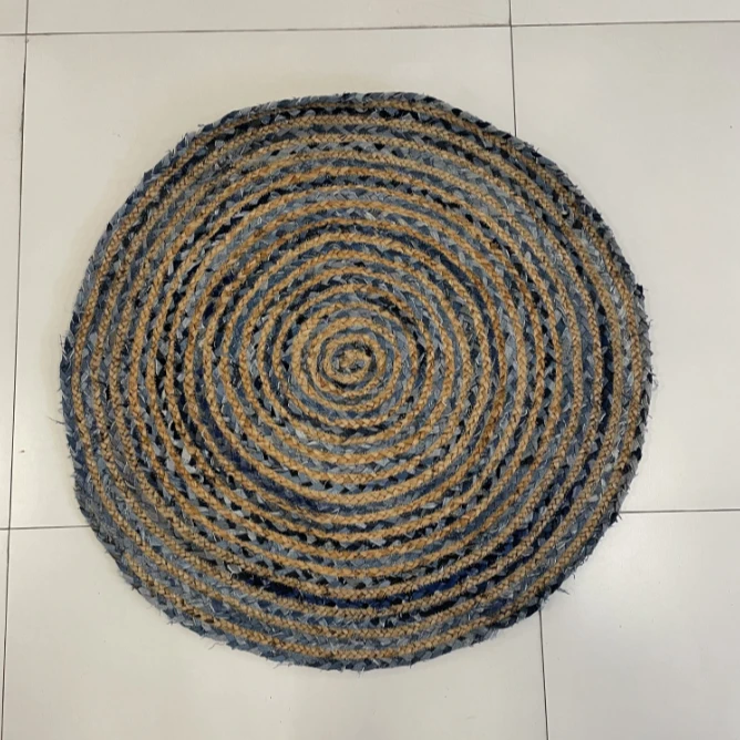 BORCH/博瑞奇圆麻蓝色毯子客厅圆形地毯直径93cm（06650）