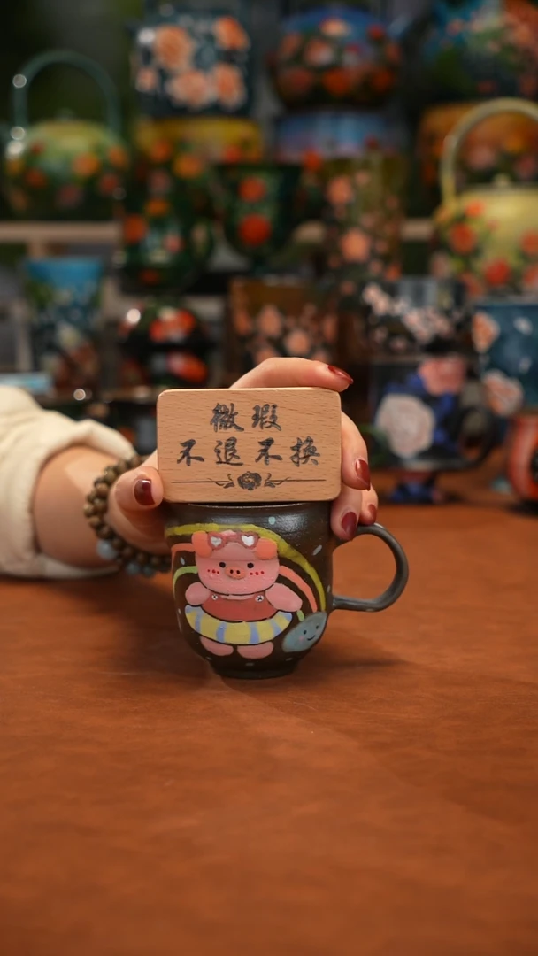 紫砂油画手绘釉下彩微瑕
