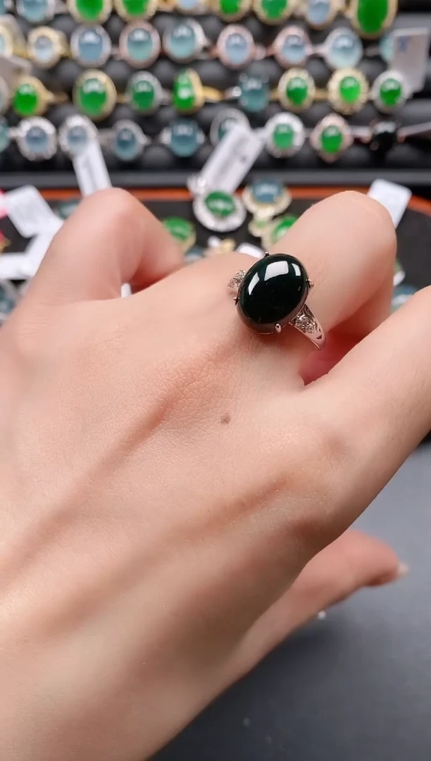 银S925镶嵌戒指翡翠111