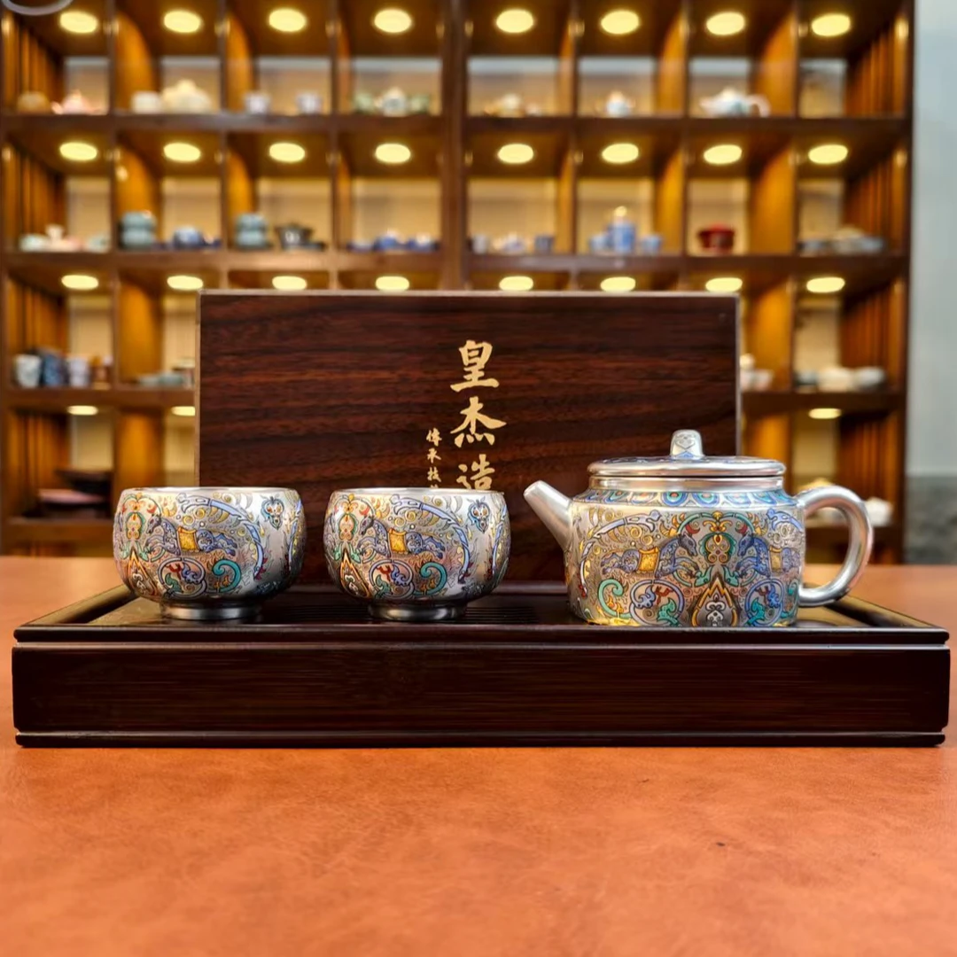 周鸿杰鎏银德钟壶茶具套组精美礼盒装MC151